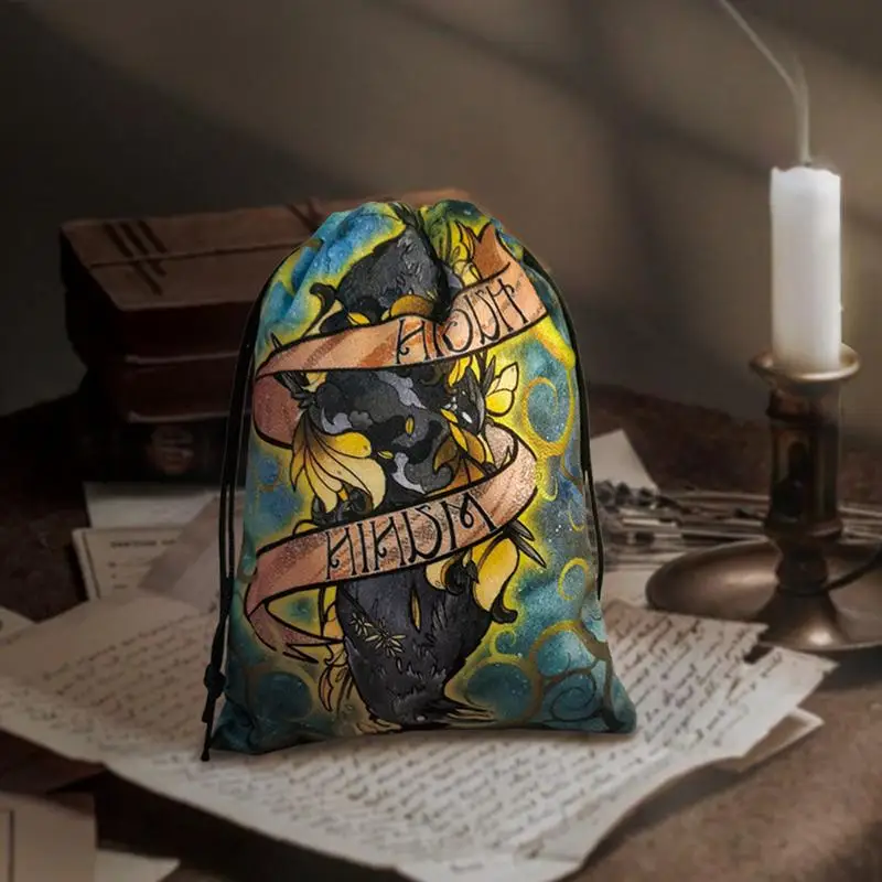 Drawstring Storage Pouch 5X7Inches Tarot Deck Drawstring Storage Bags Small Multifunctional Soft Jewellery Bags Crow Animal