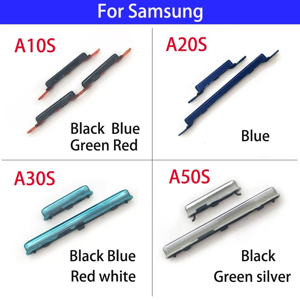 20Pcs，For Samsung A10S A20S A21S A30S A50S Power Button ON OFF Volume Up Down Side Button Key Replacement Parts