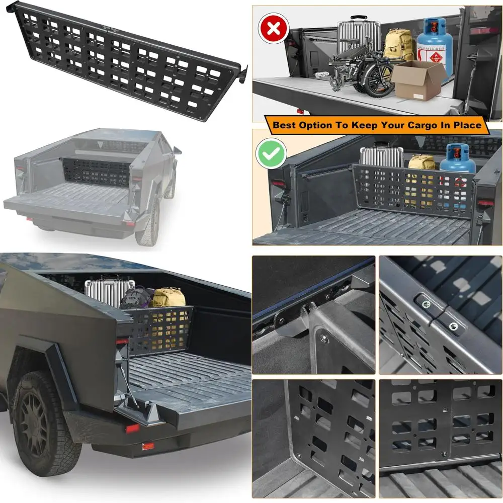 

Truck Bed Divider, Compatible with Tesla Cybertruck 2023-2025 Foundation Cyberbeast Models, 1-Pc Set Black Matte Molle Panels Ca