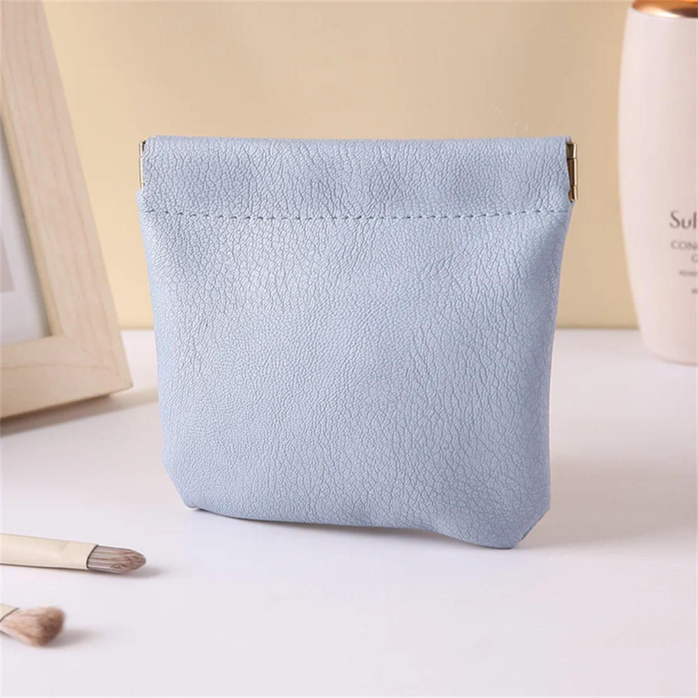 Mini bolsas de cosméticos de joyería de lápiz labial para mujer, bolsa de almacenamiento de maquillaje de cierre automático portátil, bolso de mano de cuero PU para auriculares y monedas