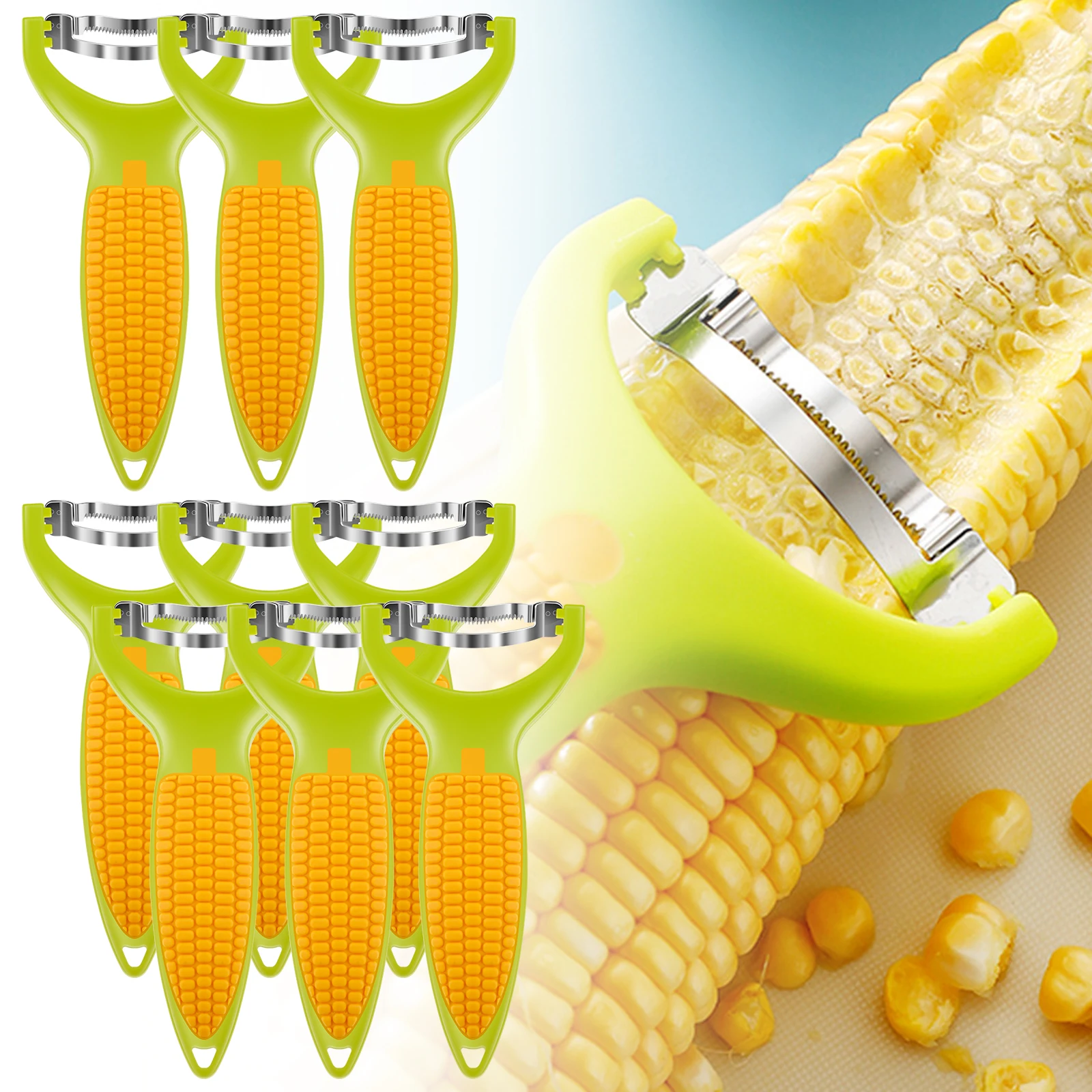 3/6Pcs Corn Cob Peeler 304 Stainless Steel Blade Corn Stripper Manual Corn Thresher Tool with Ergonomic Handle Kernel Removal