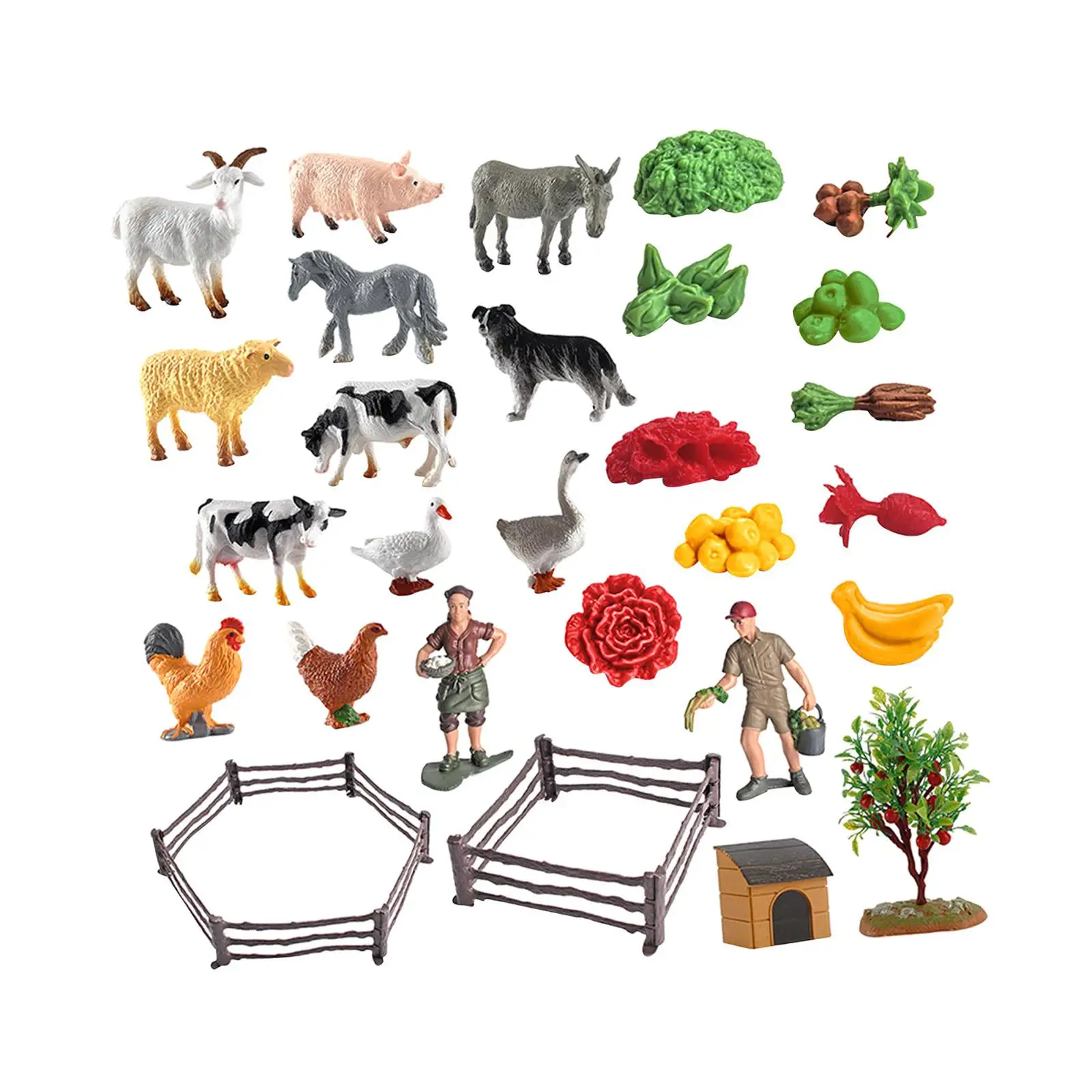 36Pcs Simulation Sand Table Farm Scene Playset, Decoration Layout Props Peasant