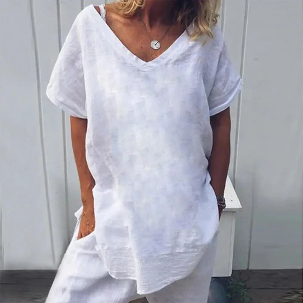 

Женская футболка V-Ne ort Sve Ele Summer Top Autumn Season Seven-Quarter Length Sve Ladies' Faion