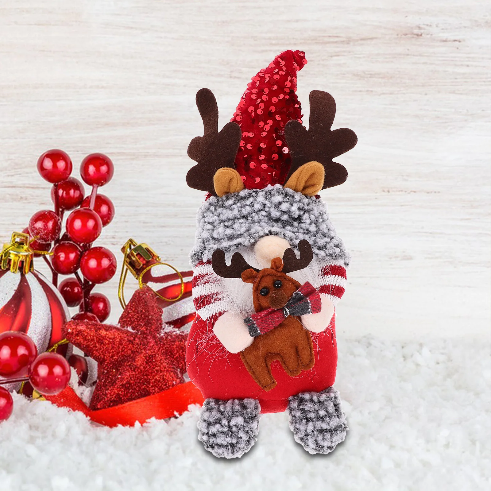 

Christmas Gnome Sequin Pointed Hat Sitting Posture Ornament Cute Xmas Gnome Decor Tabletop Centerpiece Holiday Party Decoration