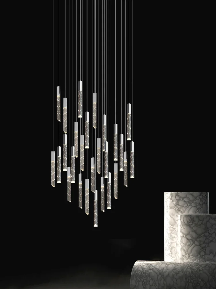 الحديثة الفاخرة دوبلكس لوفت LED درج كريستال الثريا دوامة الدرج قلادة طويلة أضواء غرفة المعيشة فندق تركيبات الإضاءة