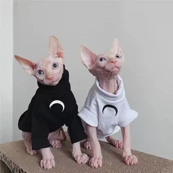 Autumn Winter Sphynx Hairless Cat Clothes Sphinx Devon Harajuku Dark Simple Moon Couple T-shirt Sphynx Hairless Cat Clothes