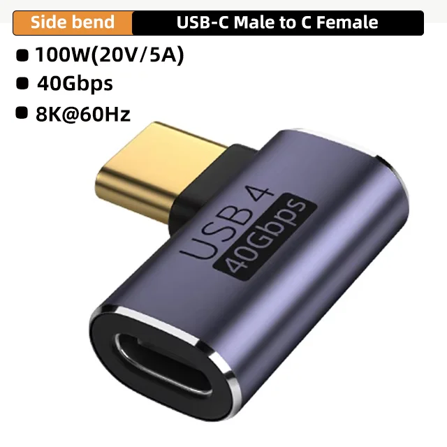 USB4.0 40Gbps OTG type C 90 graden Adapter 100W 5A USB C naar Type C Snel Opladen Converter USB C Data Adapter Voor Macbook 8K60HZ