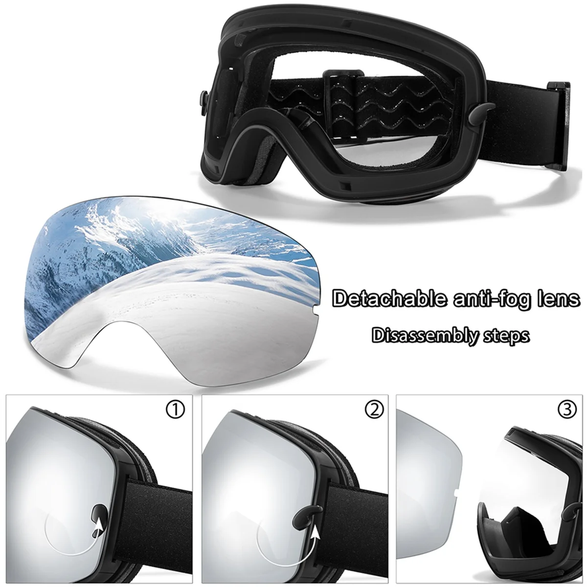 Men Women Outdoor Sports Ski Goggles Anti-Fog Snowboarding Snowmobile Glasses Charngeable Lens Teen Charistmas Cycling