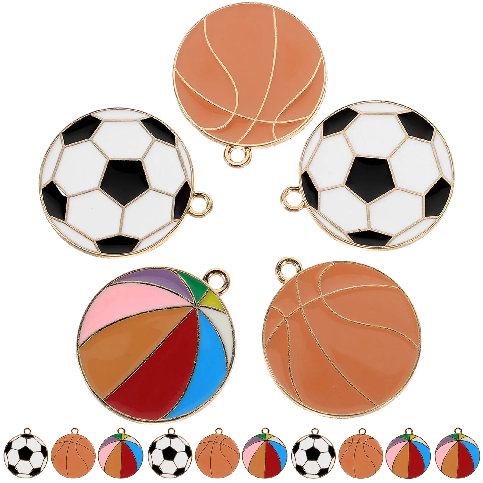 

15pcs Basketball Football Volleyball Pendant Alloy Charms Necklace Diy Earrings Accessories Beads