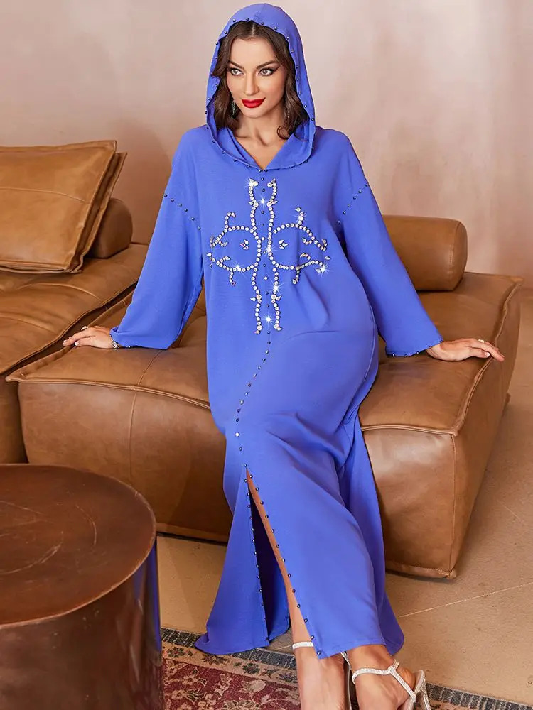 

Vestido Longo Ramadan Abaya Islam Arabic Muslim Modest Long Dress For Women Kaftan Mujer Robe Longue Femme Musulmane WY849