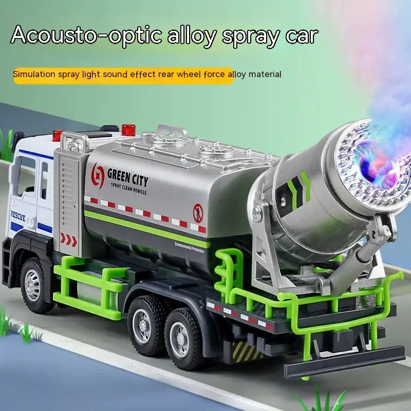 Children'S Simulated Alloy Warrior Music Light Spray Sprinkler Engineering Vehicle Collection Model Car Decorations Toy Gifts