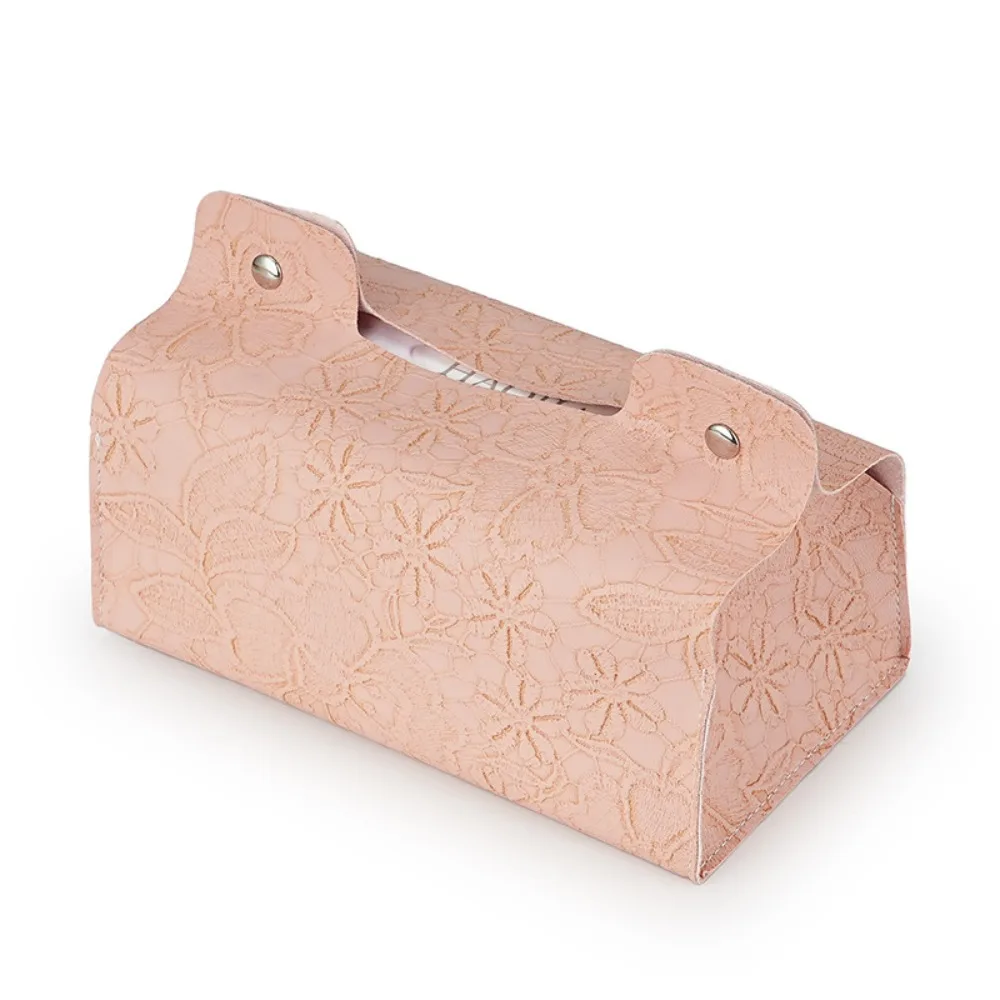 

Nordic PU Leather Tissue Box Cherry Blossom Pattern Decorative Napkin Holder Durable Paper Tissue Case Home Living Room