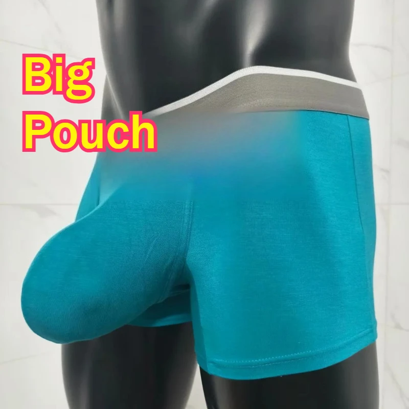 Men's Big Pouch Breathable Modal Boxers Large Space Sporty Cooling Panties Male Gay Underwear Casual Soft Bulge Underpants