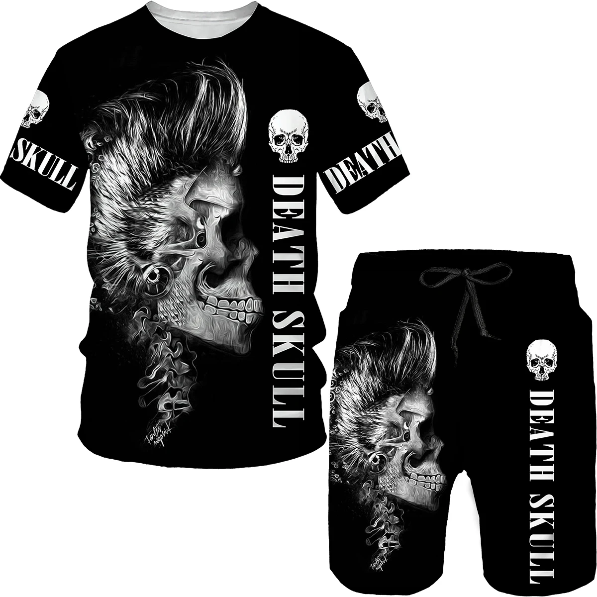 Zomer Mode Skelet 3D Print T-shirts Shorts Sets Mannen Gothic Trainingspakken Korte Mouw T-shirt Broek Set Man Suits kleding