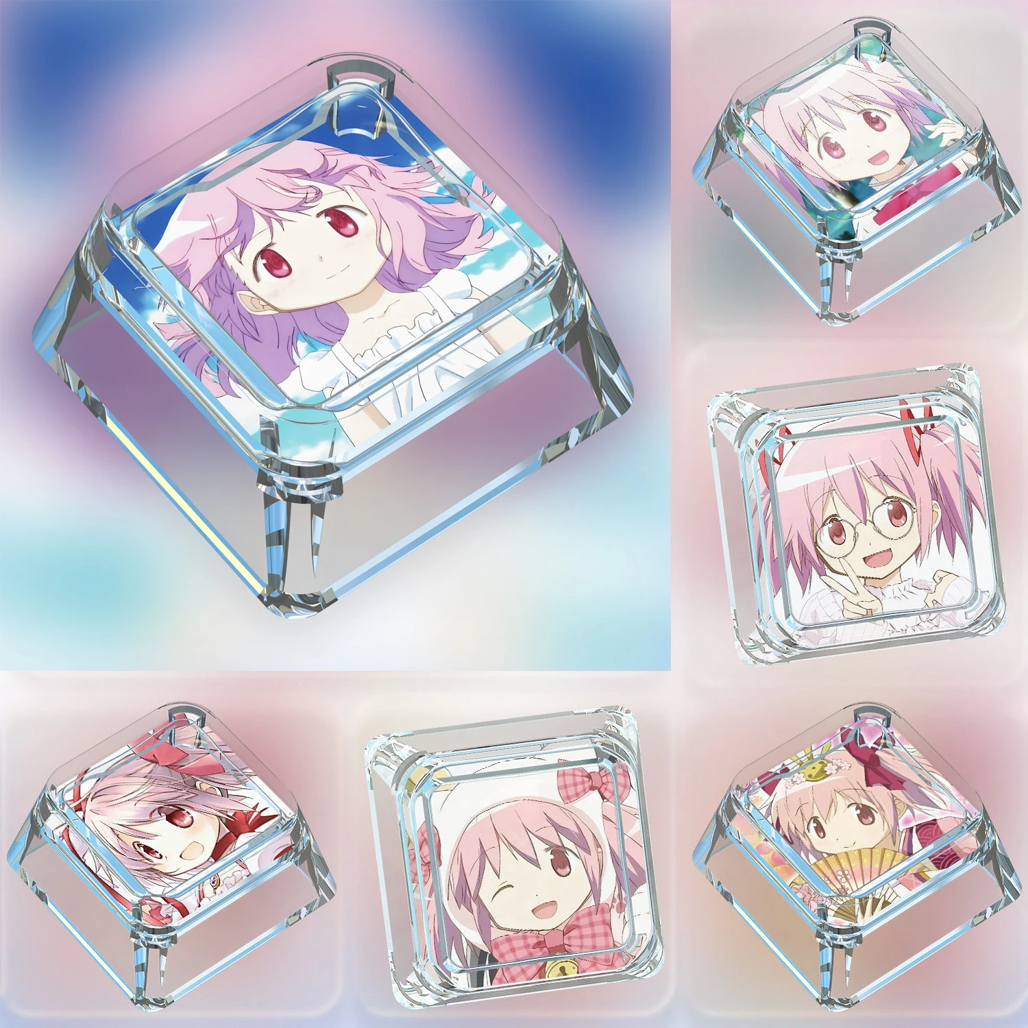 Diy Self Made Kaname Madoka Mechanical Keyboard Keycaps Cross-Axis Mechanical Keyboard Pc Personalized Keycaps Gift Toys