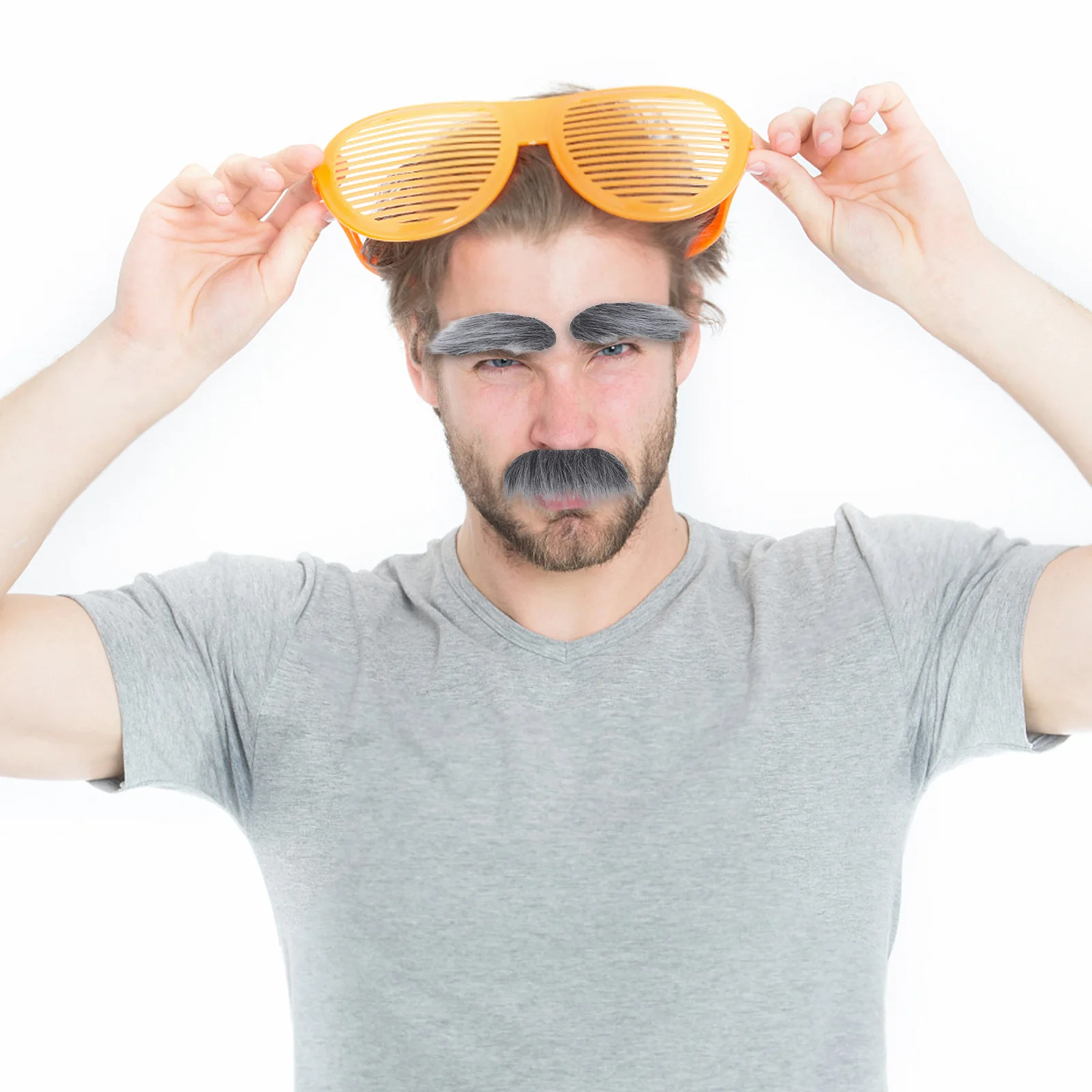 

1Set False Beard Eyebrow Set for Halloween Realistic Look Self-Adhesive Men's Costume Accessories for Party Masquerade Cosplay