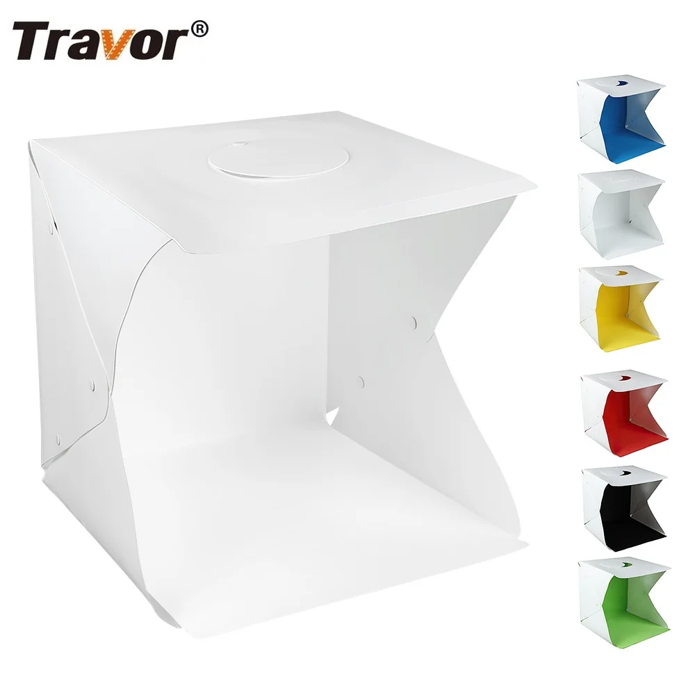 Travor Studio Photo Tent 40cm Portable Folding Light Box Desktop Photo Box with Dimmable LED Light for Photo Video Phone Camera