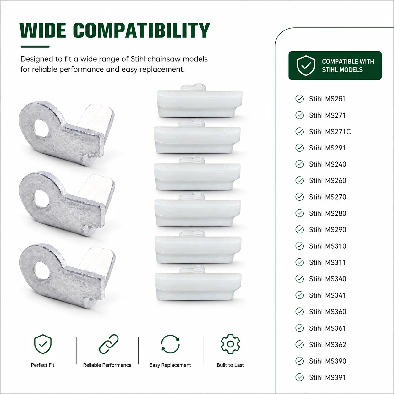 Chain Catcher Kit & Guide Bumper Strip for Stihl MS261 MS271 MS271C MS291 Replaces 1141 656 7700 1121 648 6610 Saw Parts