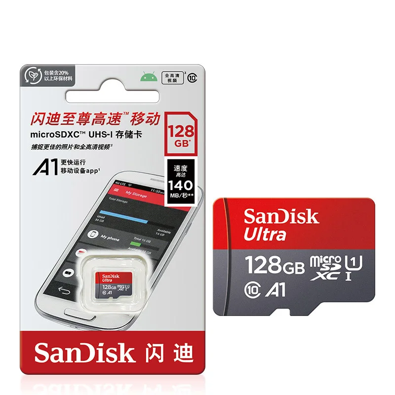 Original Sandisk Speicherkarte 256 GB 128 GB 64 GB 32 GB TF Micro SD-Karte Klasse 10 UHS-1 Flash-Karte Speicher Microsd für Smartphone PC