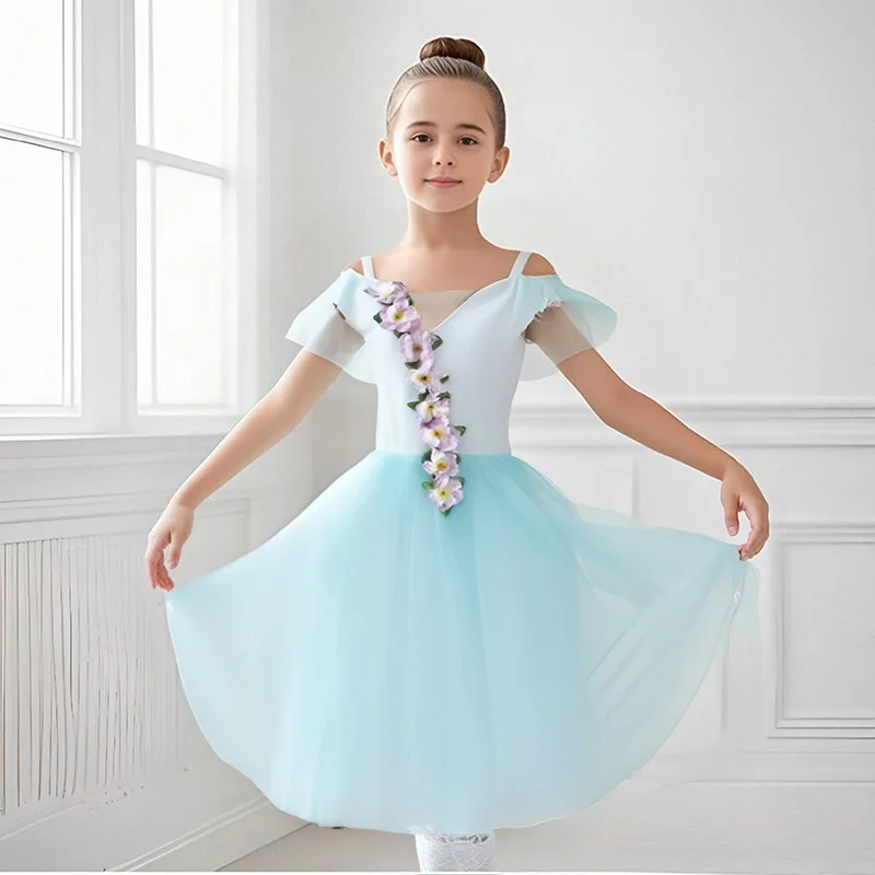 زي الباليه الأزرق يغلق الفتيات على البحيرة الوطنية المهنية الباليه الباليه الفتيات تظهر بانوراما الباليه للأطفال