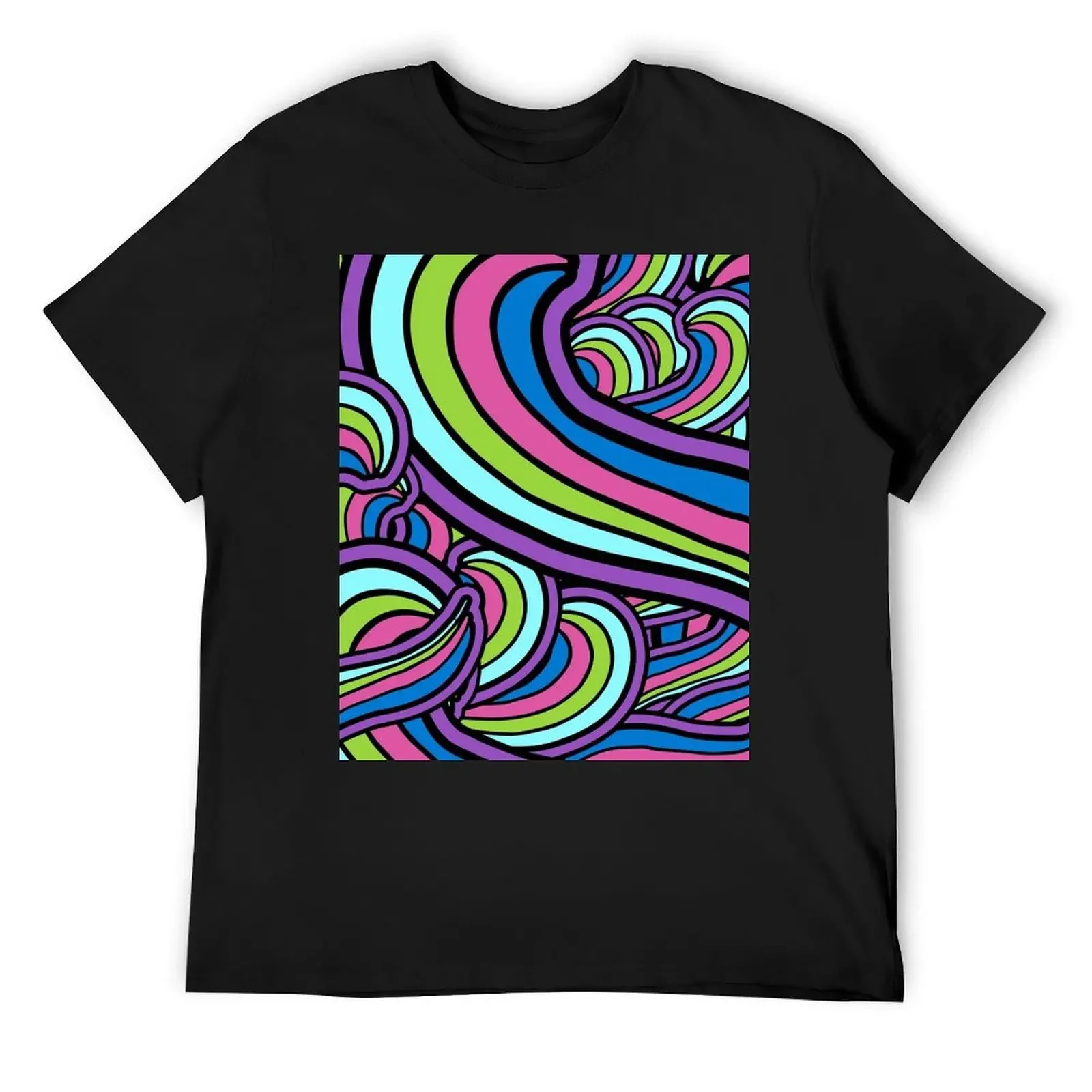 

Geometric Groovy Psychedelic Art Hippie Retro 60's 70's Purple Green Blue T-Shirt kawaii clothes T-shirts man mens tall t shirts