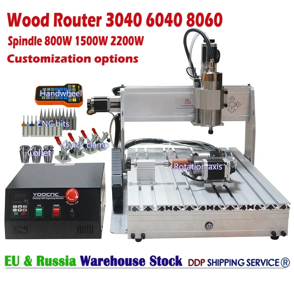 

Wood CNC Router 3040 6040 8060 Water Cooling USB Port Aluminum Engraving Drilling Metal Milling Machine Optional Rotary Aixs