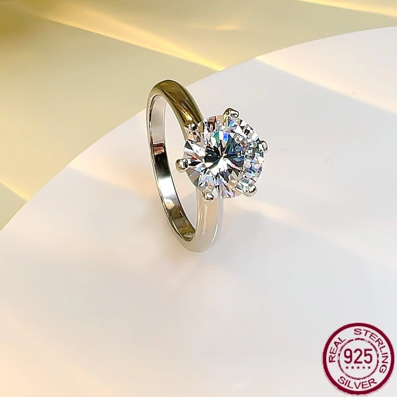 

Новая мода, классическое универсальное кольцо из чистого серебра S925, предложение, подарок, простые шесть когтей, элитные свадебные украшения