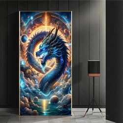 5D DIY Diamond Painting Mosaic Blue Dragon Full Square Diamond Embroidery,Cross Stitch Kit,Universe Planet Dreamscape Wall Decor