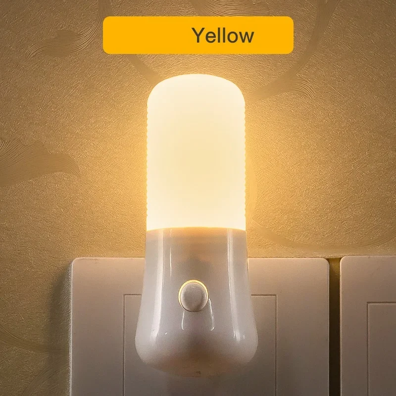 Ue/eua plug luzes da noite led night light botão interruptor quarto lâmpada de cabeceira do quarto do bebê corredor decoração casa lâmpada tomada parede