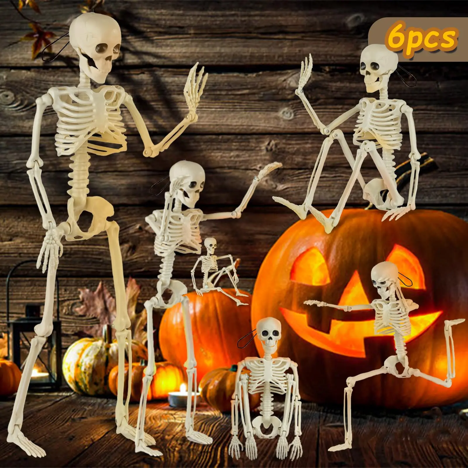 6 Packs Skeleton Halloween Decorations Outdoor with 16