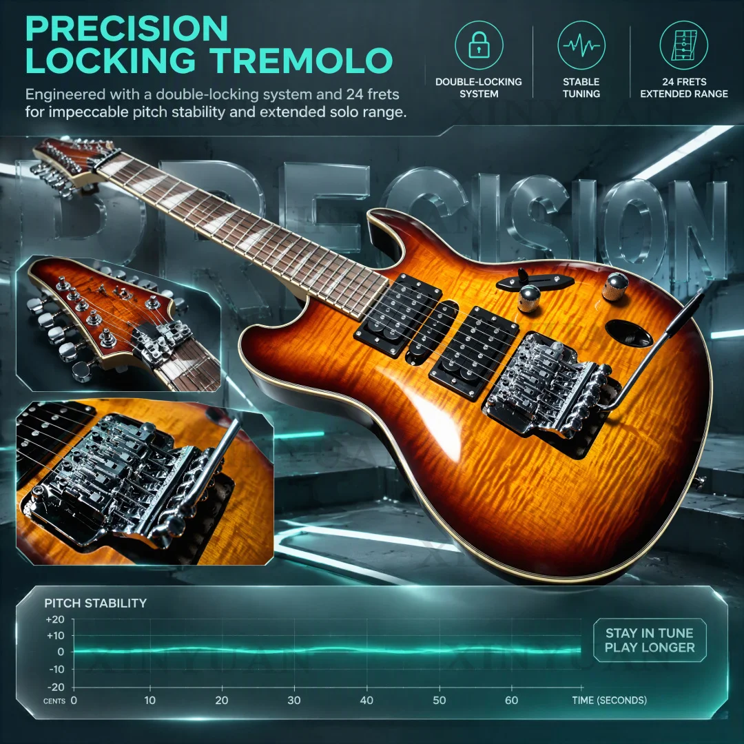 Electric Guitar, 6 Strings Guitars Professional Body High Quality String Instruments Carved Top 24 Trastes Solo