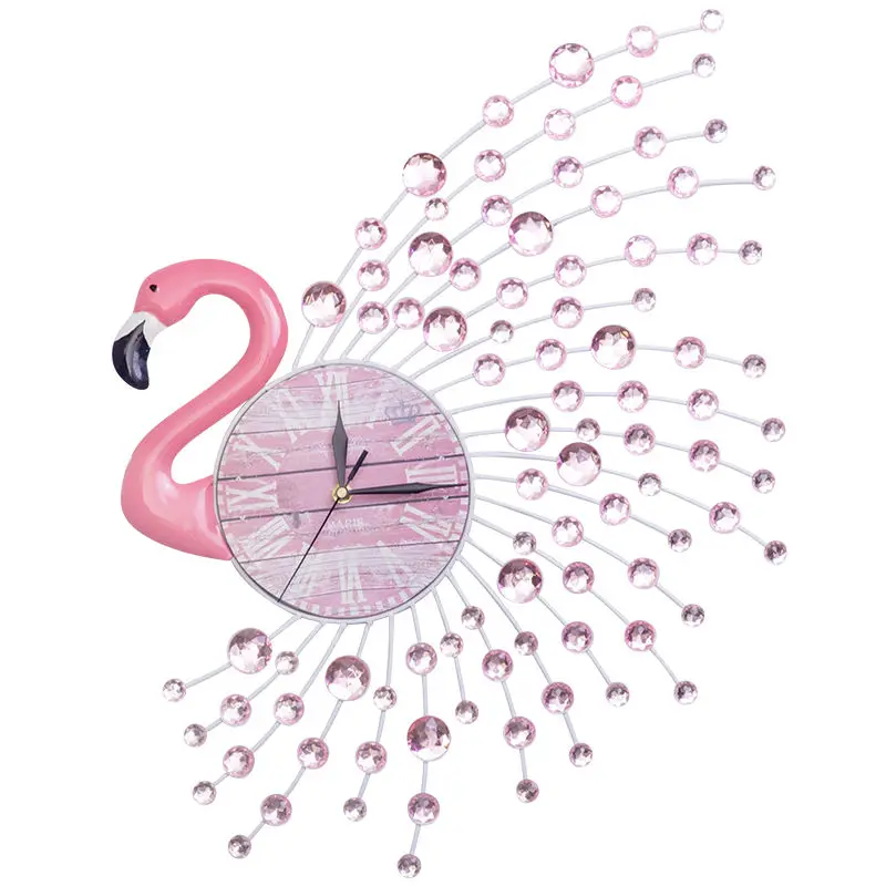 living room modern minimalist background wall mute flamingo mute wall clock restaurant home creative ins clock