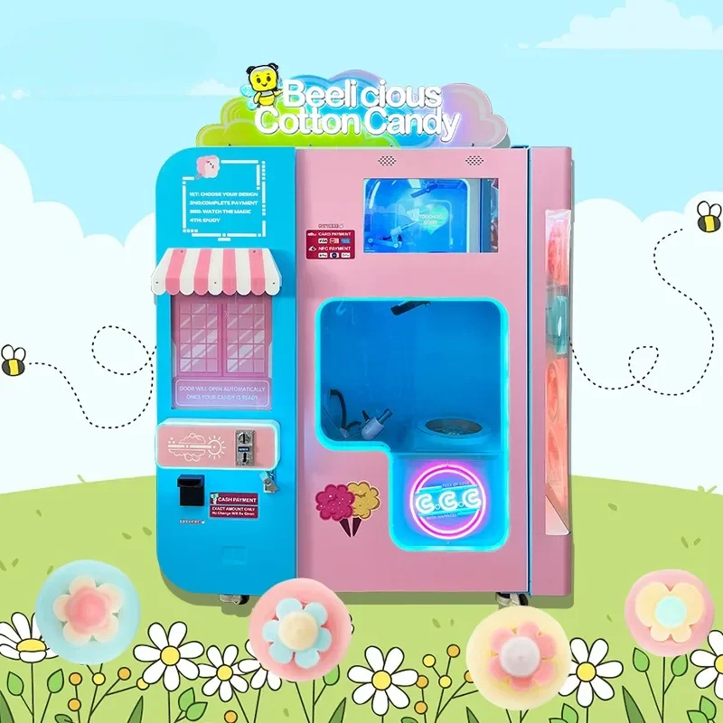 Factory Commercial Floss Automatic Mini Pink Cotton Candy Vending Machine