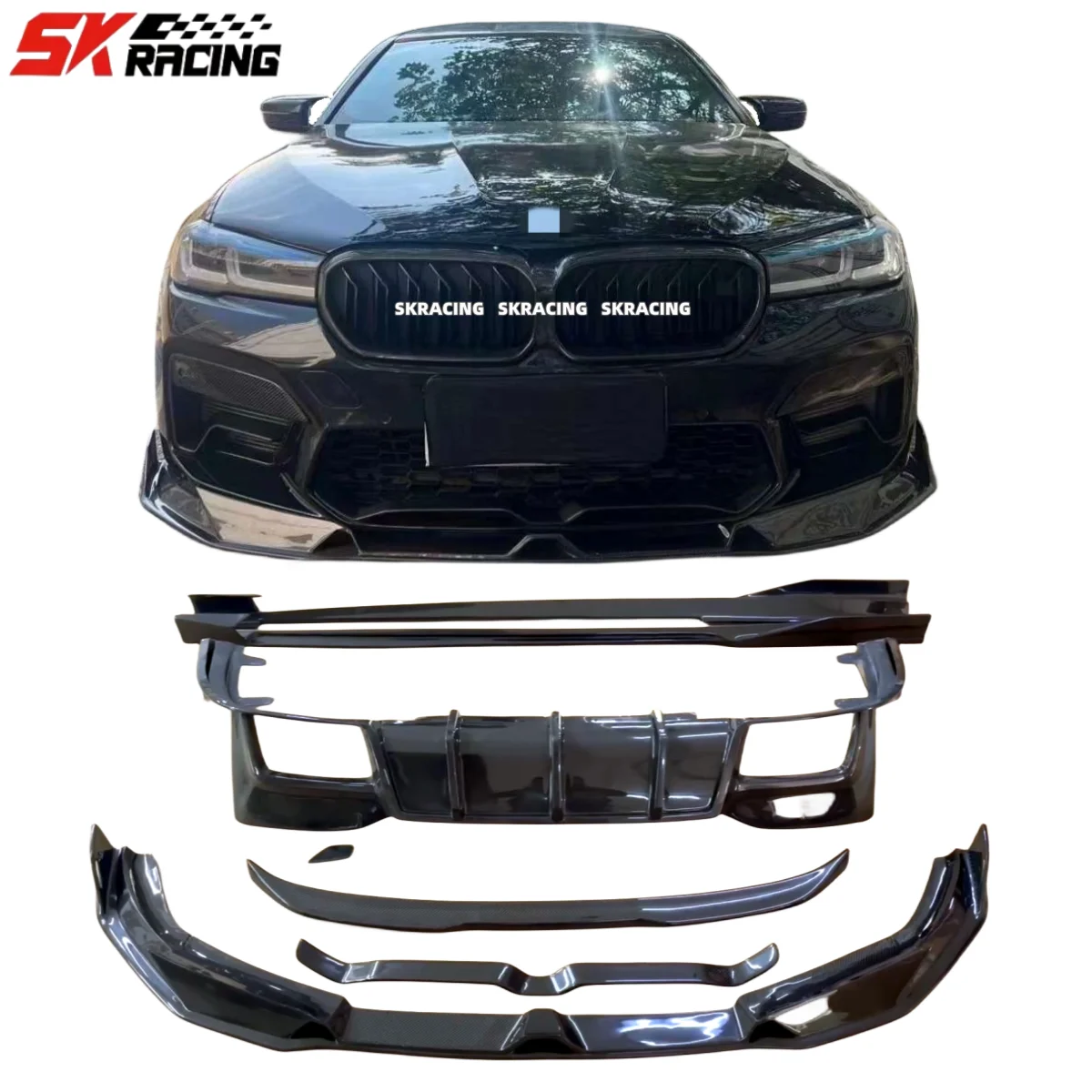 Carbon Fiber Front Rear Bumper Lip Side Skirt Wing Bodykit For BMW F90 M5 2021-2023