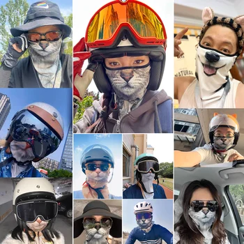 3D Animals Magic Scarf Bandana Breathable Neck Warmer Gaiter Hanging Ear Outdoor Sports Triangle Face Mask Neckerchief Summer 2