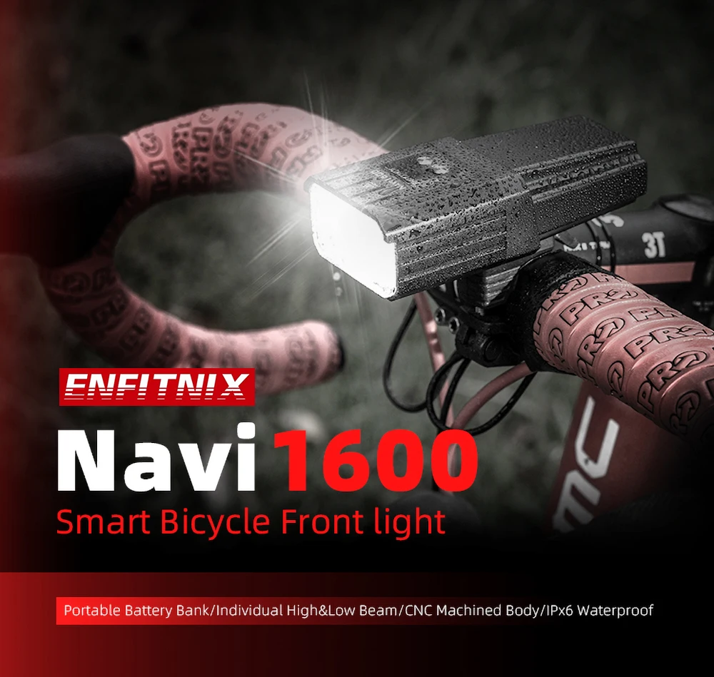 Enfitnix Navi800 Bicycle Light Smart Headlights USB Rechargeable Road Mountain Bike Smart Headlights 500 Lumens Long Life Time