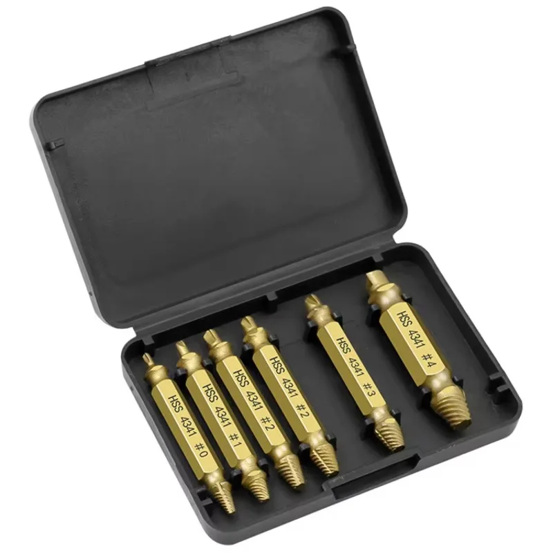 Conjunto Extrator de Parafuso Danificado Hss Broca Despojado Removedor Quebrado Pequeno Rapidamente Tirar Kit Fácil Demolição Ferramentas Elétricas 6pc