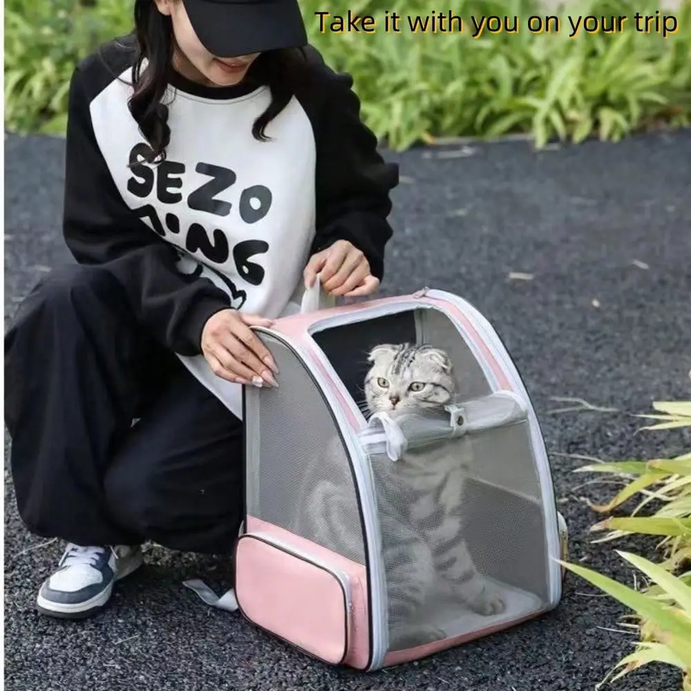 

Дышащий рюкзак-переноска для кошек и собак Outing, вентилируемый дизайн, безопасная застежка для поводка, складной, большой вместимости, подходит для