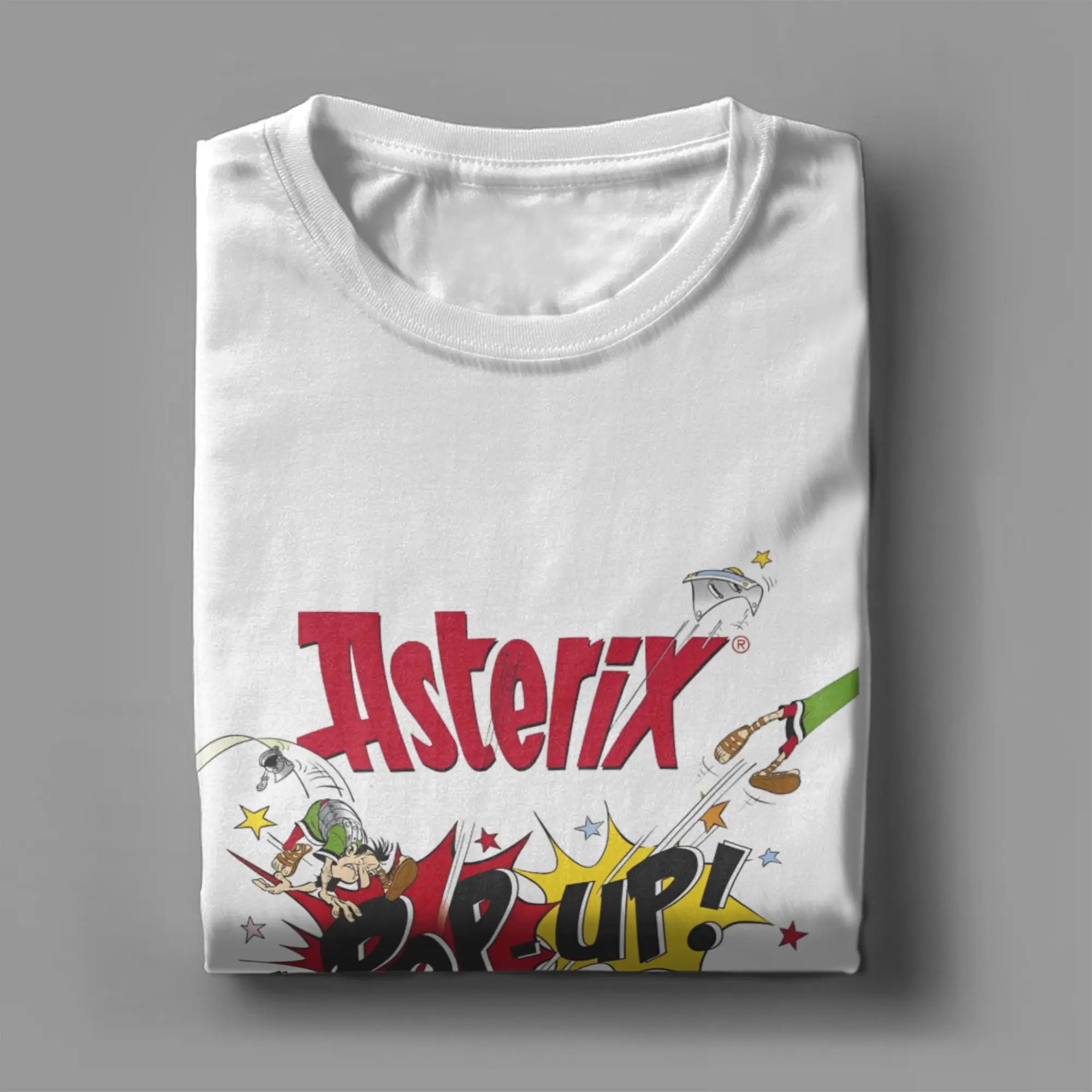 تي شيرت Asterixes POP-UP للرجال 100% قطن تي شيرت فريد من نوعه برقبة دائرية تي شيرت كارتوني بأكمام قصيرة أصلي
