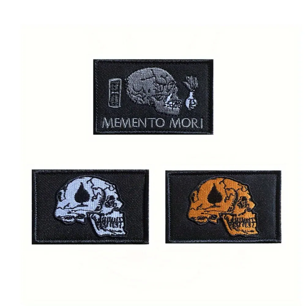 

1PC MEMENTO MORI Embroidered Skull Tactical Badge Armband Cloth Label Patch