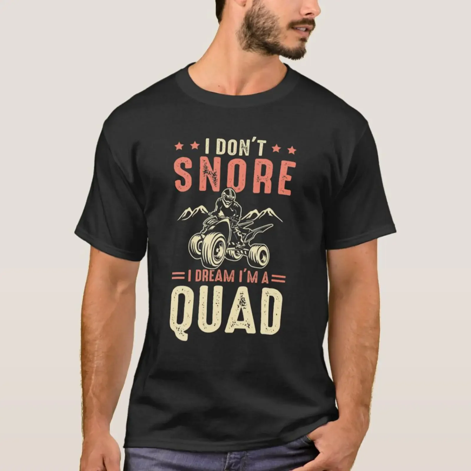 T-Shirt mit Aufdruck „I Don't Snore Dream I'm A Quad Bike All Terrain“, Vintage-Waschung, Unisex, leicht atmungsaktiv, Streetwear, bequem
