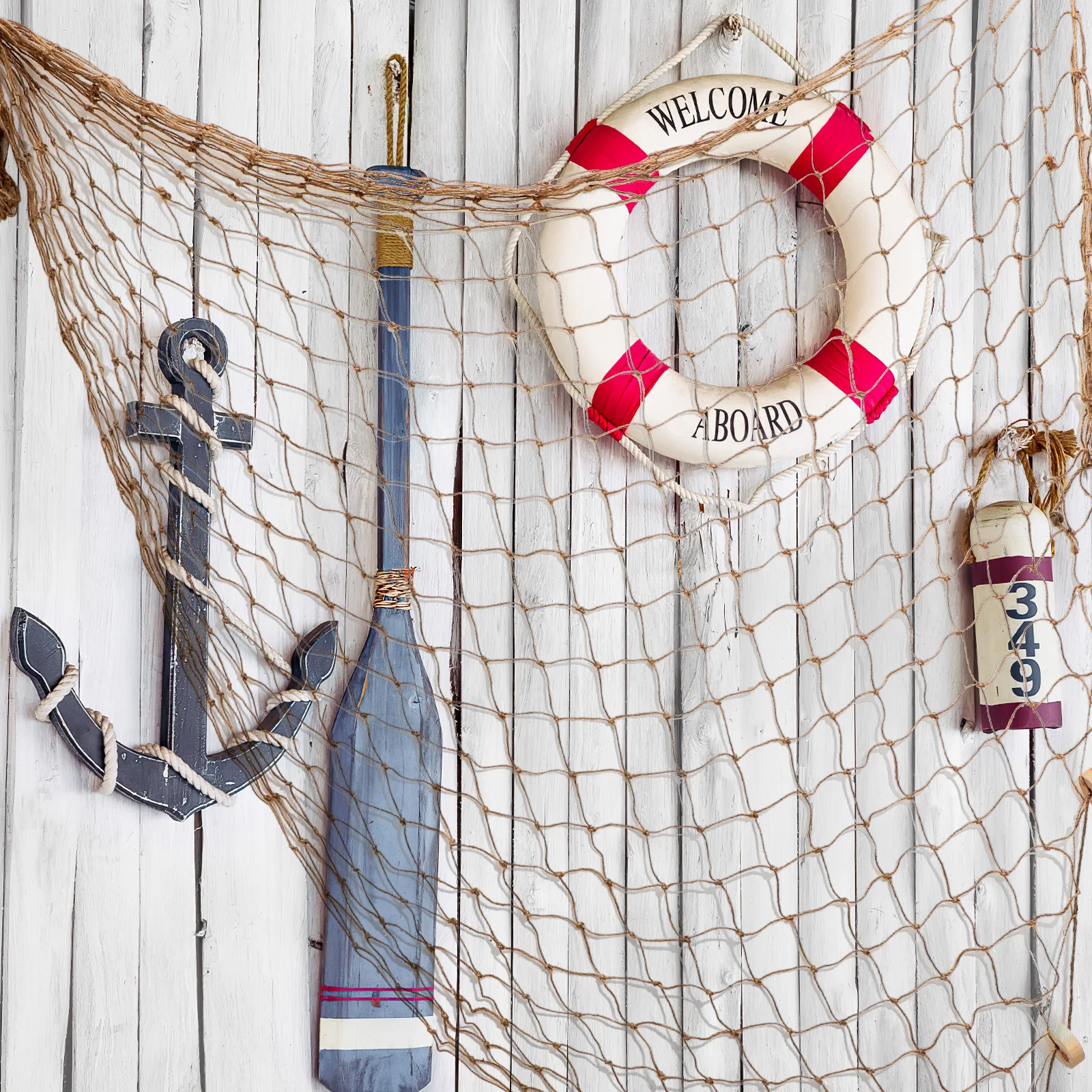 200cm x Nautical Fish Net Decor Decorative Mediterranean Style Fishing Net Wall Decor Wall Hanging for Home Cafe