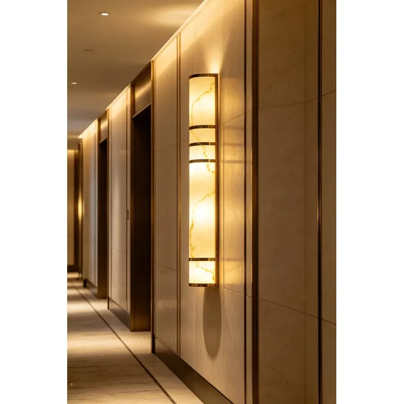 New Chinese Style Alabaster Wall Sconce Artistic Marble Texture LED Wall Lamp Oriental Decorative Lighting Fixture