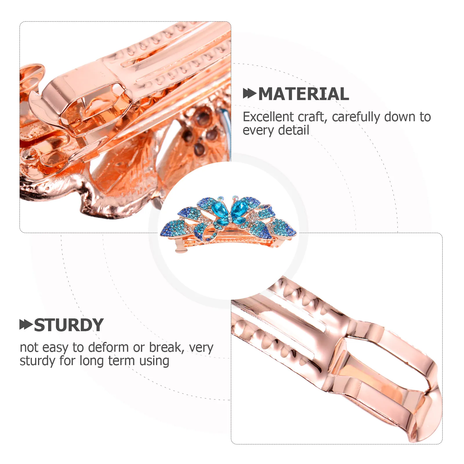 

Charming Bridal Hairpin Bow Bling Rhinestones Clips for Women Thick Hair Styling Accessories Metal Barrette Elegant