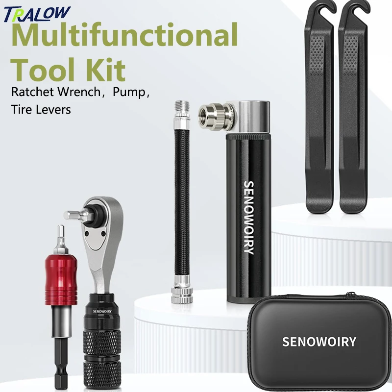 

Портативный многофункциональный набор инструментов TRALOW для ремонта велосипедов: комплект ключей-трещоток, компактная сумка для инструментов, аксессуары для MTB и велоспорта