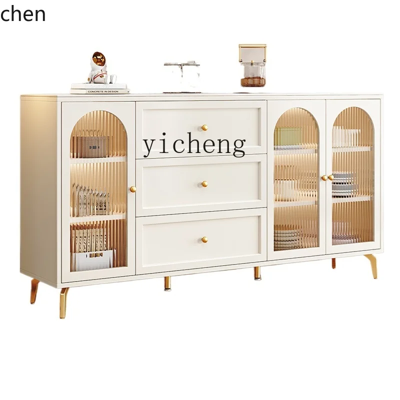 HXL solid wood dining side cabinet modern simple integrated wall storage slate light luxury storage cabinet