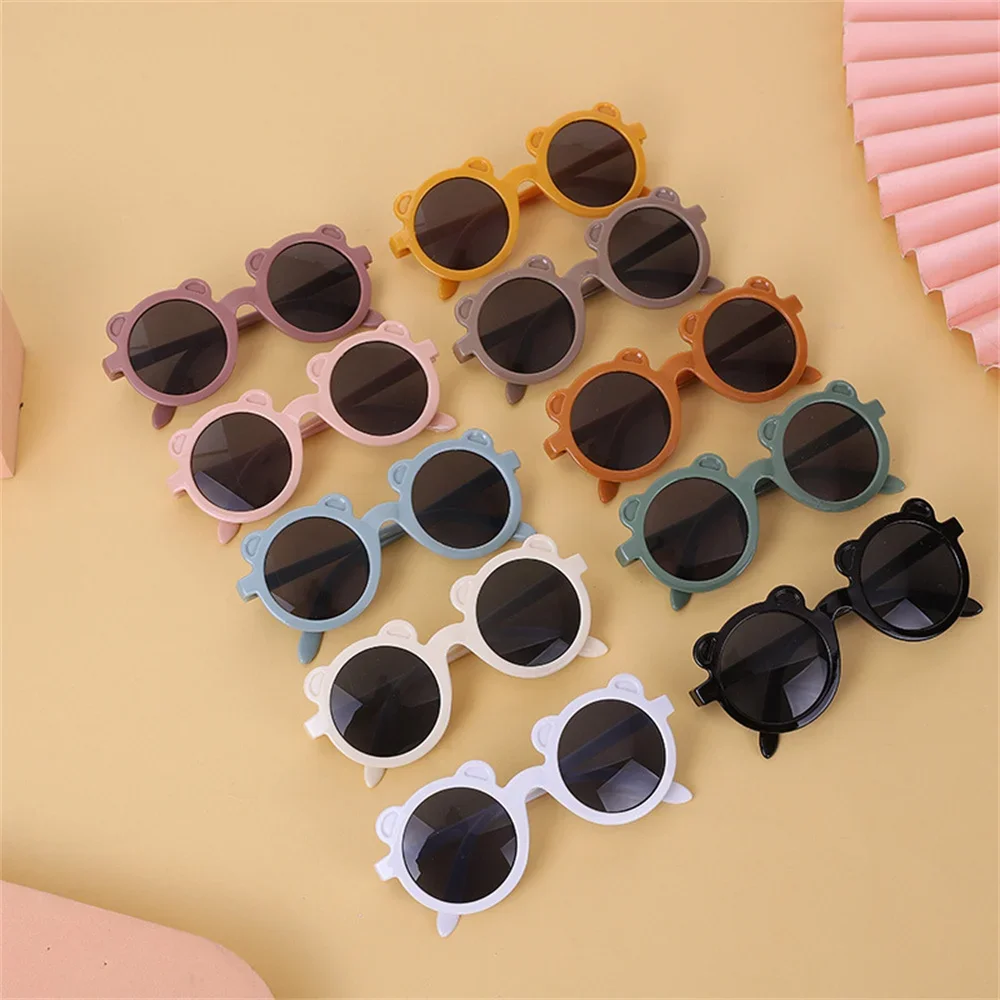 Gafas de sol de moda para niños, gafas de sol clásicas redondas con bonito oso de dibujos animados, gafas de sol para niñas y niños, gafas UV400, gafas para bebés