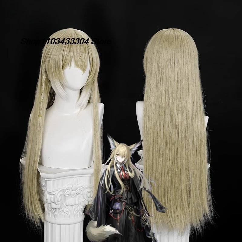 Vulpisfoglia Cosplay Game Arknights Wig Cosplay Vulpisfoglia Hair Okra Yellow Long Hair Wig For Halloween Xmas Play Role Props