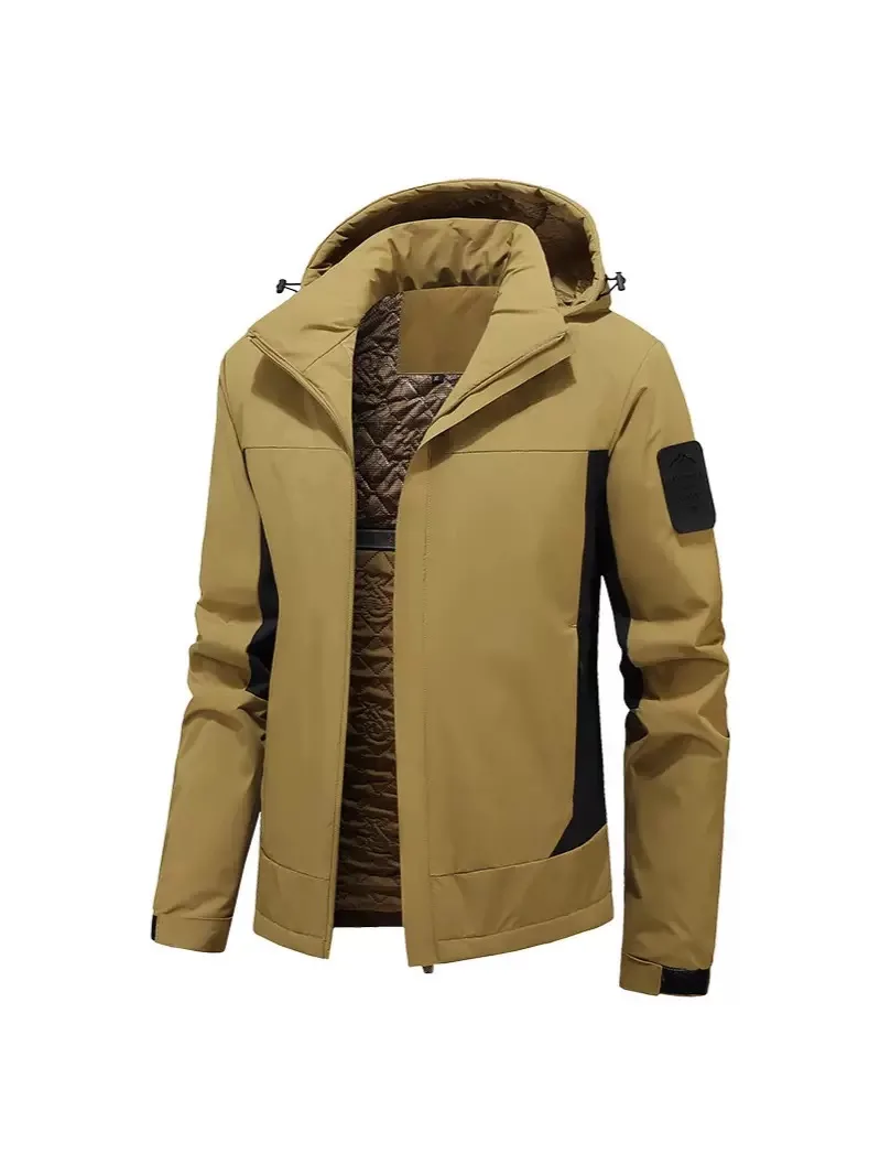 

New Autumn and Winter Trendy Outdoor Sports Waterproof Thick Warm Cotton Jacket Men's Casual Loose Oversized Hooded Jacket L-5XL