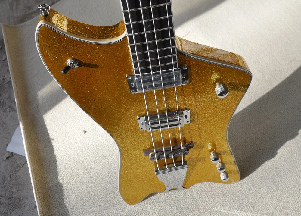 Flyoung Unusual Shape Electric bass 4 strings Bass Guitar Shiny particles Paint